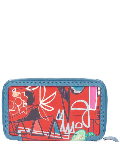 Pre-owned Hermes Hermès Red Silk Zip Around Wallet (authentic Pre-loved)