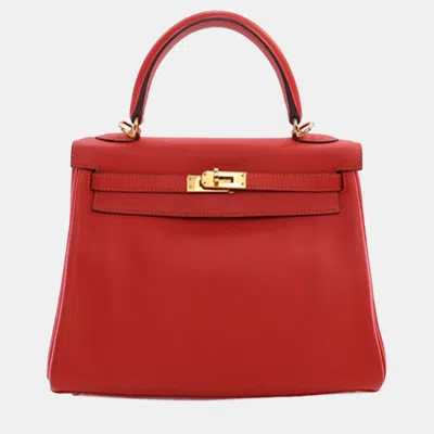 Pre-owned Hermes Red Swift Kelly Ii Retourne 25