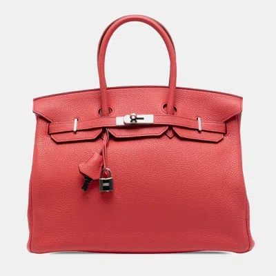 Pre-owned Hermes Red Togo Birkin Retourne 35