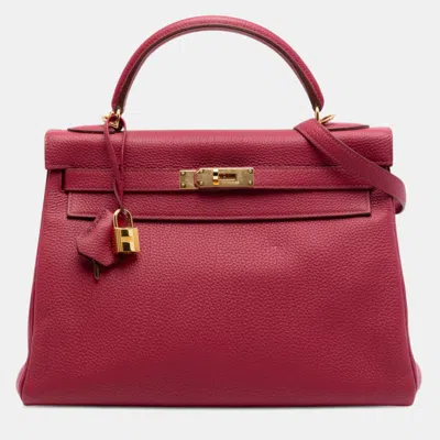 Pre-owned Hermes Red Togo Kelly Ii Retourne 32