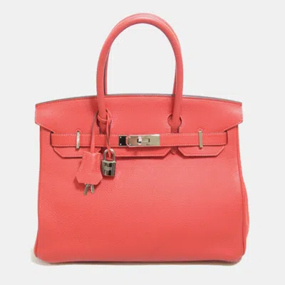 Pre-owned Hermes Red Togo Leather Birkin 30 Handbag In Pink