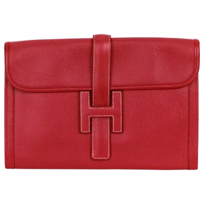 Pre-owned Hermes Red Vintage Epsom Leather Jige Clutch Bag