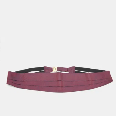 Pre-owned Hermes Hermès Red/navy Blue Silk Jacquard Tuxedo Belt One Size