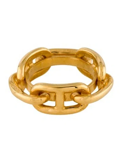 Pre-owned Hermes Regate Scarf Ring In Gold