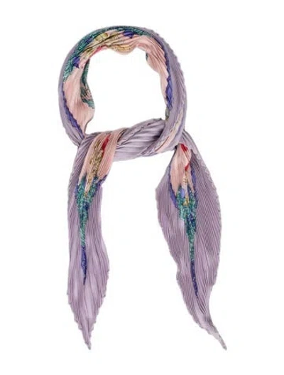 Pre-owned Hermes Regina Silk Plissé Scarf In Purple