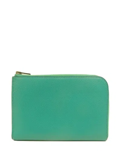 Pre-owned Hermes Remix Duo Chimeres Epsom-leather Wallet In Green
