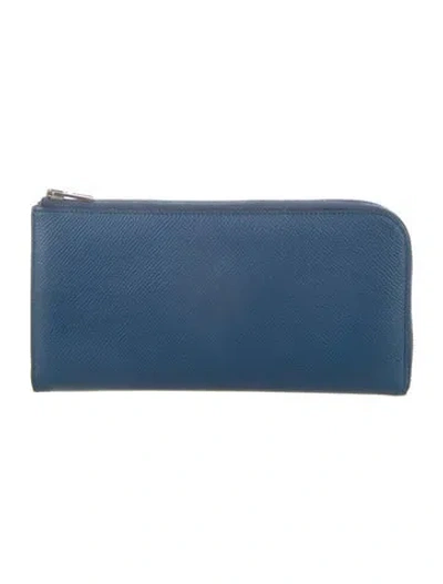 Pre-owned Hermes Remix Wallet In Blue/burgundy