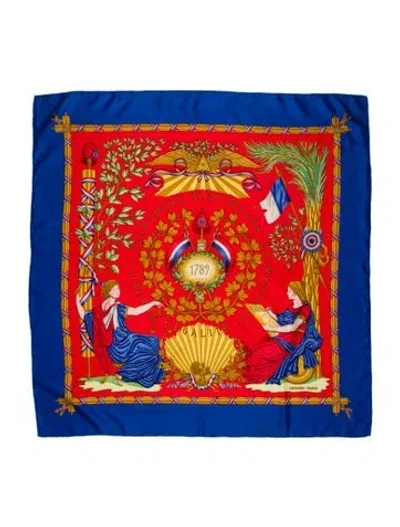Pre-owned Hermes Republique Franciase Liberte Egalite Fraternite Silk Scarf In Multi