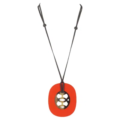 Pre-owned Hermes Hermès Resin & Horn Adjustable Necklace In Multi