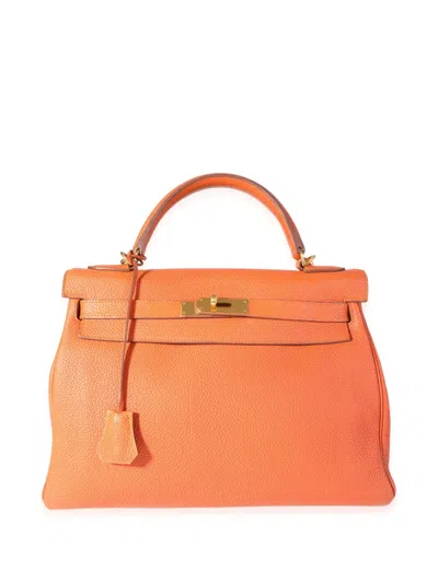 Pre-owned Hermes  Retourne Kelly 32 Handbag In Orange