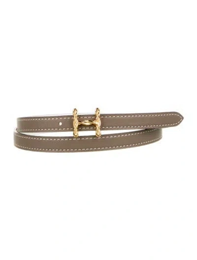Pre-owned Hermes Reversible 13 Mm Belt Strap Belt Kit In Neutrals/white