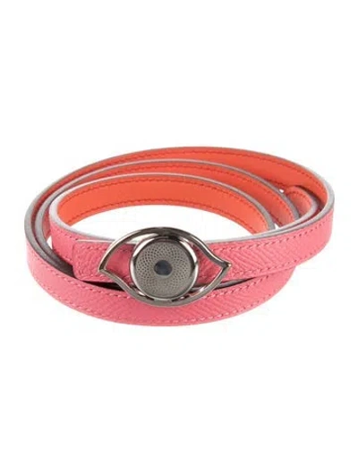 Pre-owned Hermes Reversible 13 Mm Belt Strap Belt Kit In Orange/pink