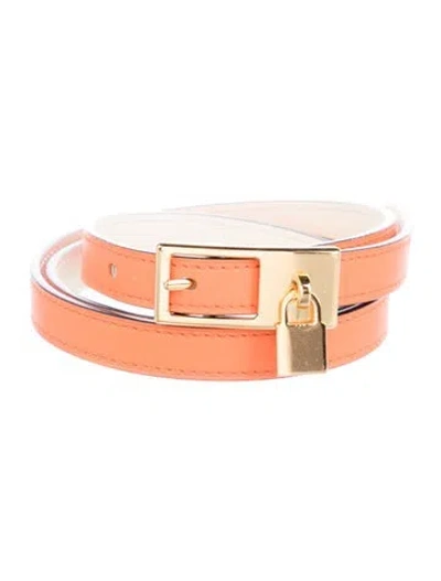 Pre-owned Hermes Reversible 13 Mm Belt Strap Belt In Orange