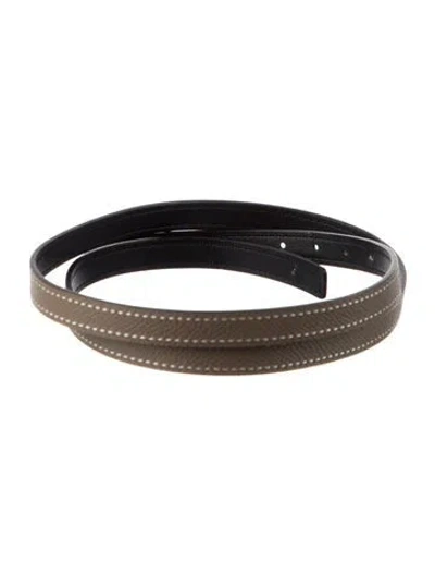 Pre-owned Hermes Reversible 13 Mm Belt Strap Belt Strap In Black/grey