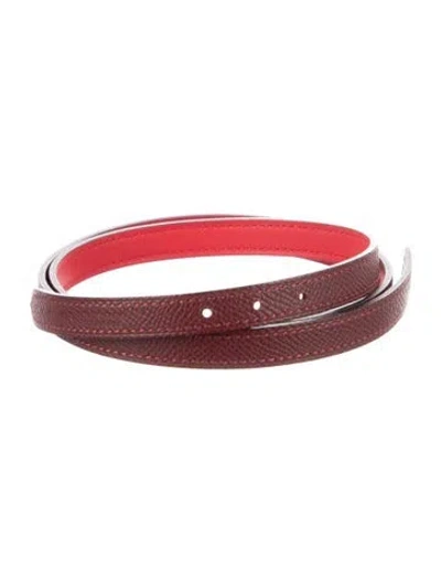 Pre-owned Hermes Reversible 13 Mm Belt Strap Belt Strap In Red
