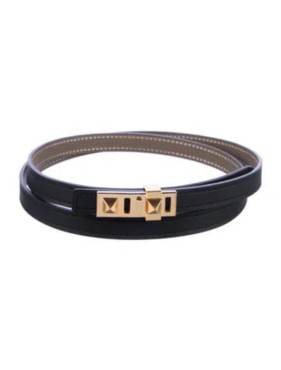 Pre-owned Hermes Reversible 13 Mm Collier De Chien Belt Kit In Black/brown