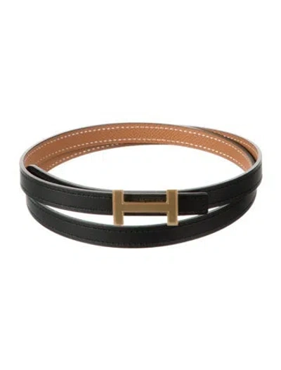 Pre-owned Hermes Reversible 13 Mm Focus Belt Kit In Black