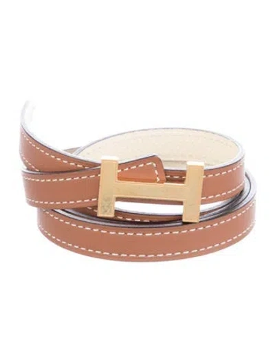 Pre-owned Hermes Reversible 13 Mm Focus Belt Kit In Brown