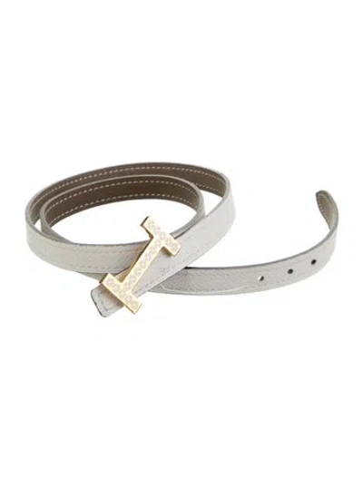 Pre-owned Hermes Reversible 13 Mm Focus Belt Kit In Brown/white