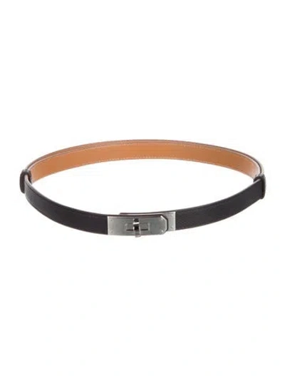 Pre-owned Hermes Reversible 18 Mm Kelly Belt In Black
