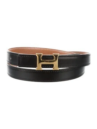 Pre-owned Hermes Reversible 18 Mm Mini Constance Belt Kit In Black