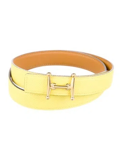 Pre-owned Hermes Reversible 2020 Mors H Belt In Yellow