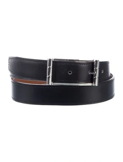 Pre-owned Hermes Reversible 24 Mm Belt In Black/brown