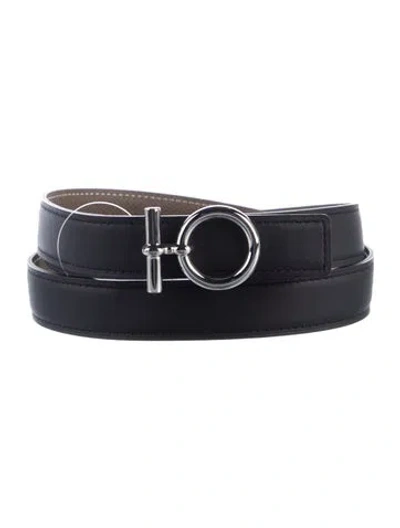 Pre-owned Hermes Reversible 24 Mm Belt Kit In Black