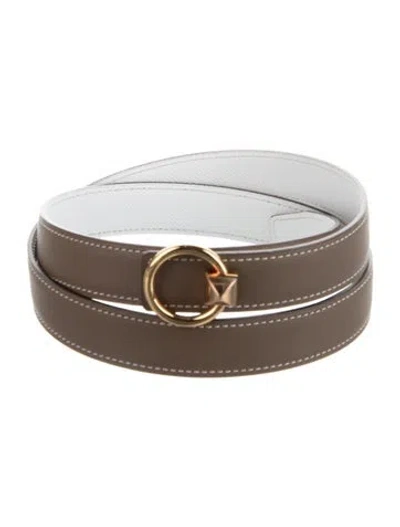 Pre-owned Hermes Reversible 24 Mm Belt Kit In Brown