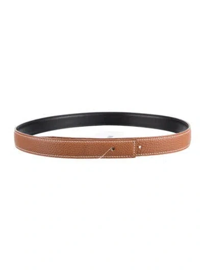 Pre-owned Hermes Reversible 24 Mm Belt Strap Belt Kit In Brown