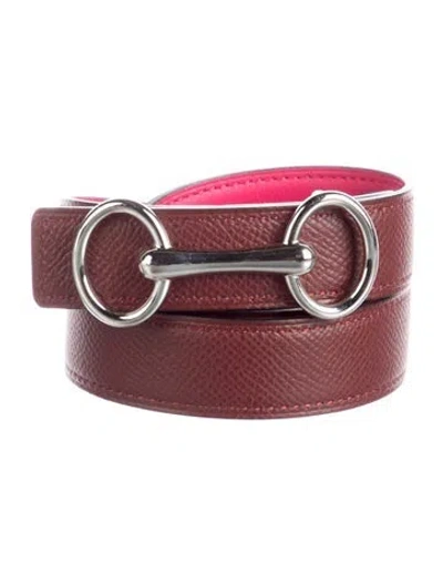 Pre-owned Hermes Reversible 24 Mm Belt Strap Belt Kit In Red