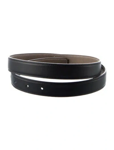 Pre-owned Hermes Reversible 24 Mm Belt Strap Belt Strap In Black/brown
