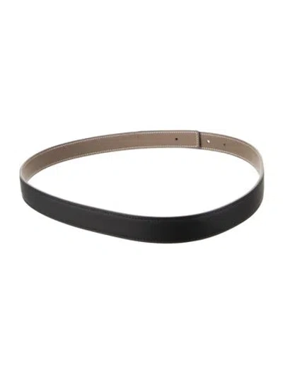 Pre-owned Hermes Reversible 24 Mm Belt Strap Belt Strap In Black/neutrals