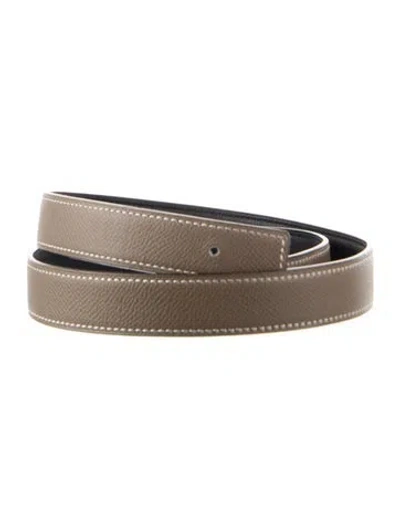 Pre-owned Hermes Reversible 24 Mm Belt Strap Belt Strap In Black/neutrals