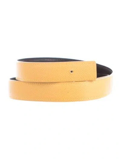 Pre-owned Hermes Reversible 24 Mm Belt Strap Belt Strap In Black/yellow