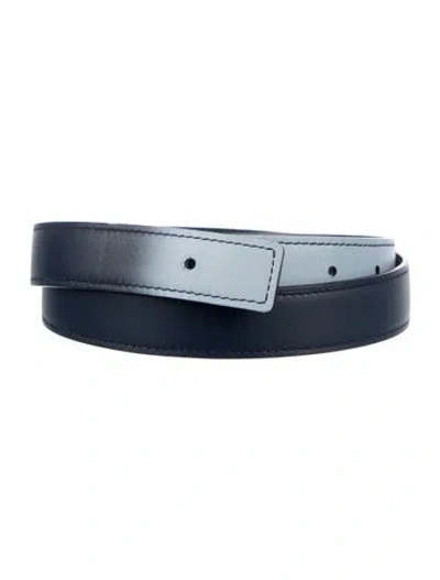 Pre-owned Hermes Reversible 24 Mm Belt Strap Belt Strap In Blue
