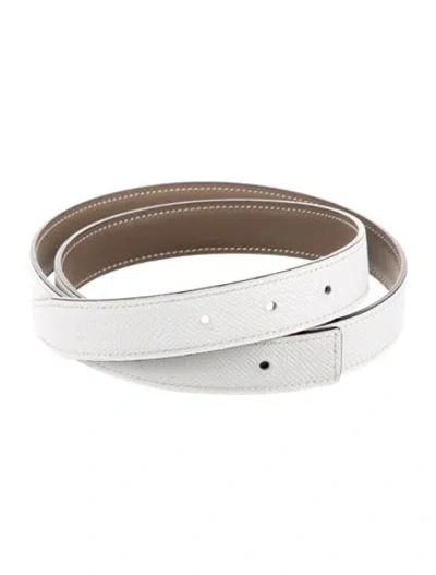 Pre-owned Hermes Reversible 24 Mm Belt Strap Belt Strap In Neutrals/white