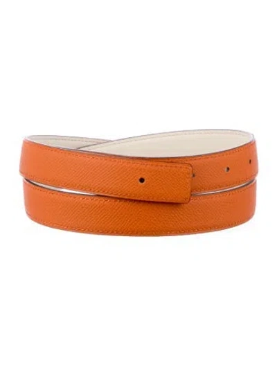 Pre-owned Hermes Reversible 24 Mm Belt Strap Belt Strap In Orange