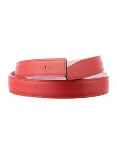 Pre-owned Hermes Reversible 24 Mm Belt Strap Belt Strap In Pink/red