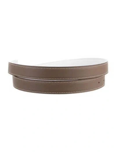 Pre-owned Hermes Reversible 24 Mm Belt Strap Belt Strap In White