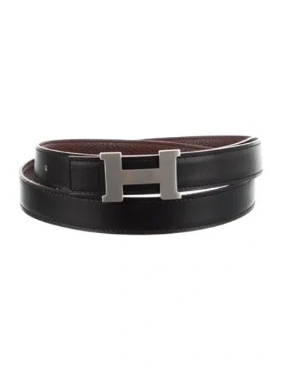 Pre-owned Hermes Reversible 24 Mm Constance Belt Kit In Black