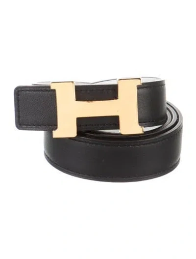 Pre-owned Hermes Reversible 24 Mm Constance Belt Kit In Black/white