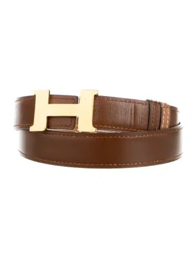 Pre-owned Hermes Reversible 24 Mm Constance Belt Kit In Brown