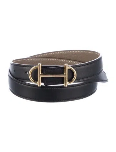 Pre-owned Hermes Reversible 24 Mm Gamma Belt Kit In Black