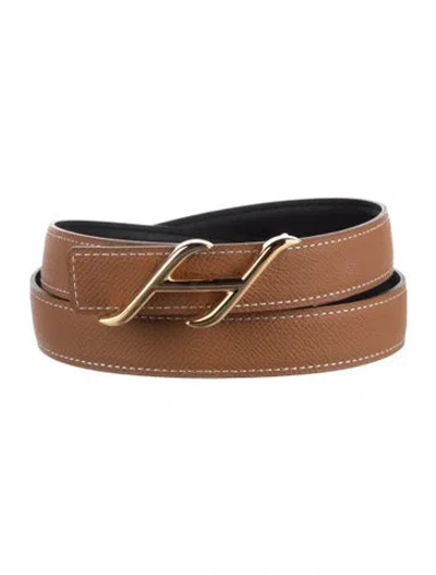 Pre-owned Hermes Reversible 24 Mm H Belt Kit In Black/brown
