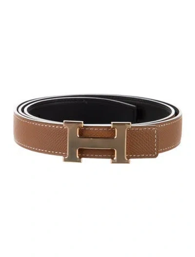Pre-owned Hermes Reversible 24 Mm H Belt Kit In Black/brown