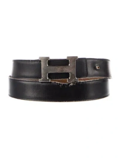 Pre-owned Hermes Reversible 24 Mm H Belt Kit In Black/brown