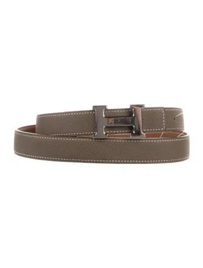 Pre-owned Hermes Reversible 24 Mm H Belt Kit In Brown