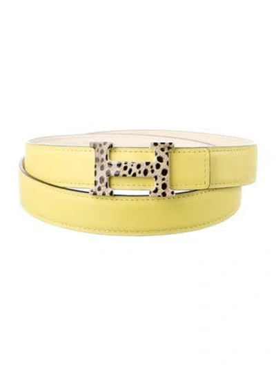 Pre-owned Hermes Reversible 24 Mm H Belt Kit In Yellow