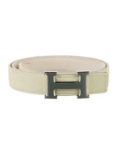 Pre-owned Hermes Reversible 24 Mm H Belt Kit In Yellow